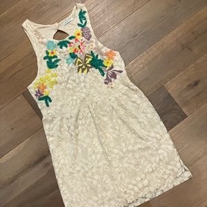 Urban Outfitters Kimchi Blue Floral Embroidered Cream Lace Dress